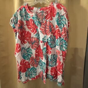Kim Rogers Curvy 2X White/Pink Top